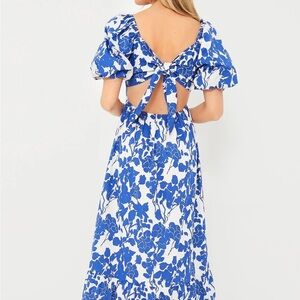 HYACINTH HOUSE Blue Floral Seaport Midi Dress